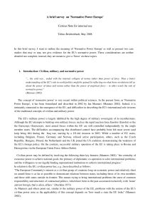 A brief survey on `Normative Power Europe` Celsius Note for internal