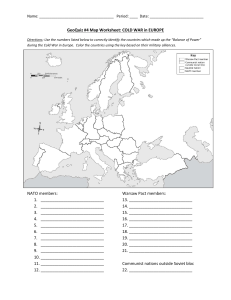 GeoQuiz #4 Map Worksheet: COLD WAR in EUROPE NATO members