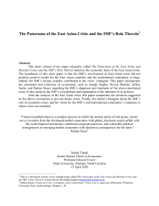 The Panorama of the East Asian Crisis and the IMF`s
