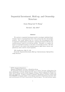 Sequential Investment, Hold-up, and Ownership Structure