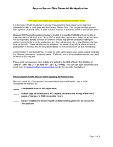 Smyrna Soccer Club Financial Aid Application Page 1 of 3