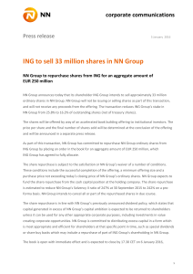 ING to sell 33 million shares in NN Group