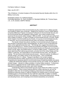 A Content analysis of environmental security studies within the U.S.