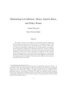 Maintaining Low Inflation: Money, Interest Rates, and Policy Stance