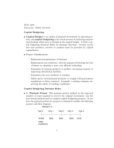 ECO 4368 Instructor: Saltuk Ozerturk Capital Budgeting • Capital