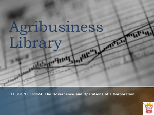 The Governance and Operations of a Corporation