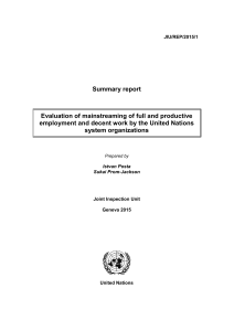 Evaluation of mainstreaming of full and productive employment