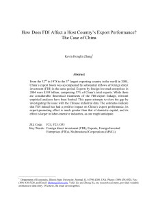 How Does FDI Affect a Host Country`s Export Performance? The