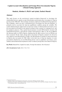 Capital Account Liberalisation and Foreign Direct Investmentin Nigeria