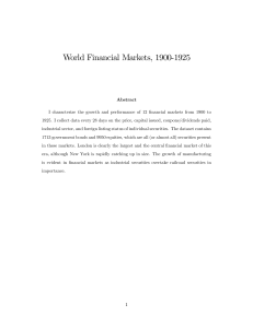 World Financial Markets, 1900-1925