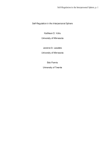 Self-Regulation in the Interpersonal Sphere, p. 1 Self