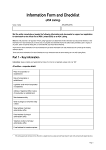 ASX Listing Rules Appendix 1A - ASX Listing Application and