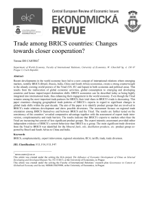 Trade among BRICS countries: Changes towards closer cooperation?
