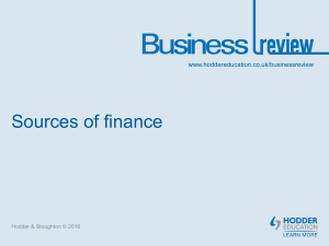 Revision: Sources of finance