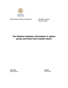 The Relation between information in option prices and short term