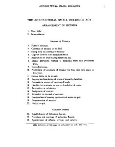 The Agricultural Small Holdings Act