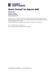 Quest Central for Sybase Revised Beta