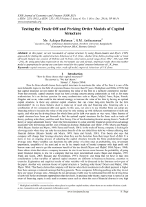 Testing the Trade Off and Pecking Order Models of Capital Structure