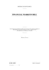 financial markets bill
