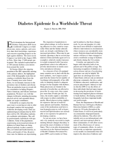 Diabetes Epidemic Is a Worldwide Threat