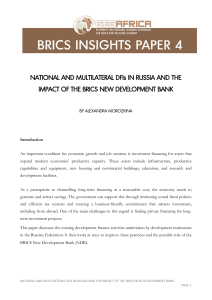 National and Multilateral DFIs in Russia and the impact of the BRICS