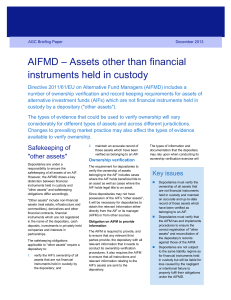 AIFMD – Assets other than financial instruments held in custody