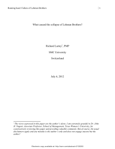 What caused the collapse of Lehman Brothers?