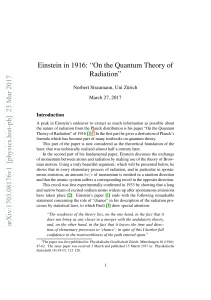 Einstein in 1916:" On the Quantum Theory of Radiation"