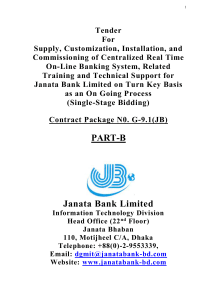 Tender - Janata Bank Limited