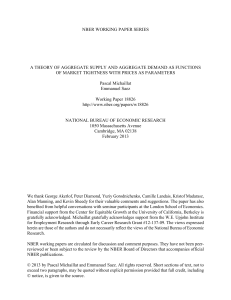 nber working paper series a theory of aggregate supply and