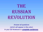 2: If you were living in Russia during World War I