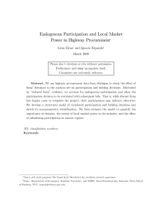 Endogenous Participation and Local Market Power in Highway