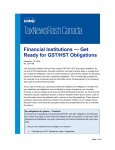 Financial Institutions — Get Ready for GST/HST Obligations