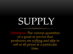 Elasticity of Supply Elastic