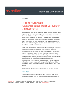 Tips for Startups – Understanding Debt vs. Equity