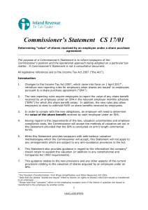 Commissioner`s Statement CS 17/01