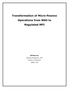 Transformation of Micro-finance Operations from NGO to Regulated