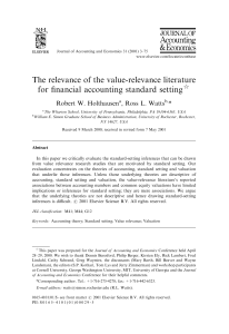The relevance of the value-relevance literature for financial