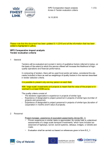 WP2 Comparative impact analysis Tender evaluation criteria