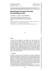 Paleoclimate forcing by the solar De Vries/Suess cycle