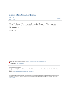 The Role of Corporate Law in French Corporate Governance