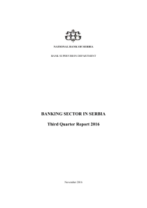 BANKING SECTOR IN SERBIA Third Quarter Report 2016