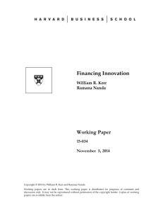 Financing Innovation Working Paper