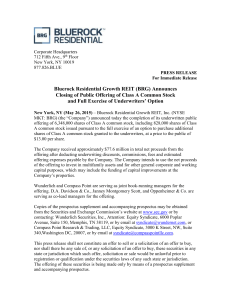 Closing Press Release - Bluerock Residential Growth REIT