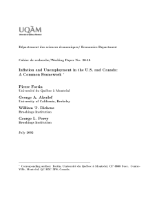 In ation and Unemployment in the U.S. and Canada: A Common