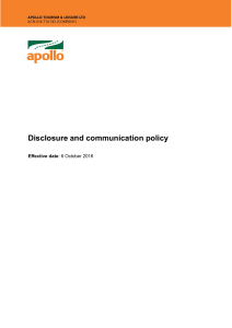 Disclosure and communication policy