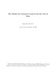 The Market for Corporate Control and the Cost of Debt