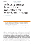 Reducing energy demand: the imperative for behavioural change