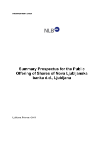 Summary Prospectus for the Public Offering of Shares of Nova