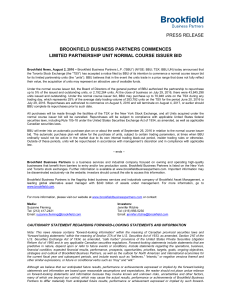 press release brookfield business partners commences limited